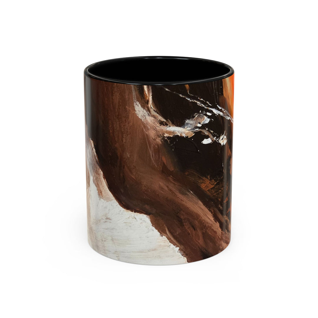 Abstract Earthtone Accent Coffee Mug – Brown & Orange Swirl 11/15oz - Preethi Arts
