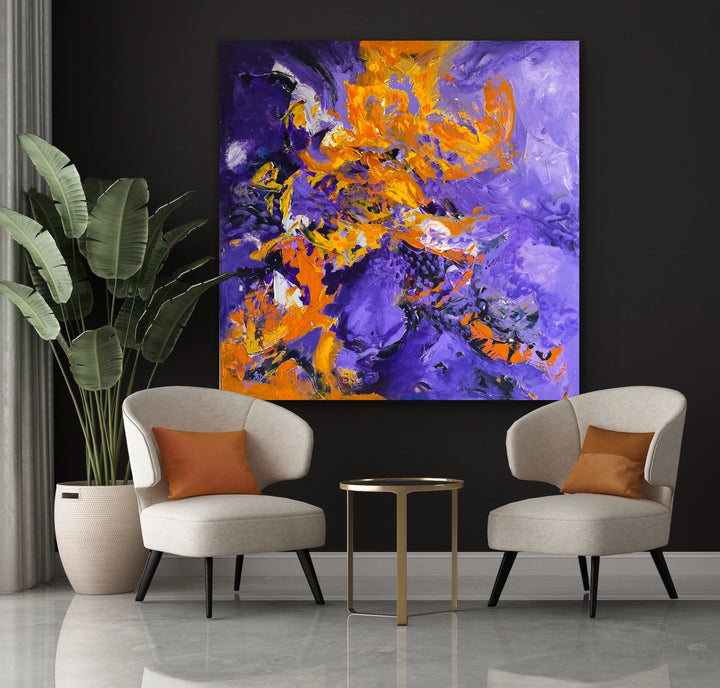 Smokey purple - 48x48 - Abstract painting, Modern Art, Wall art, Canvas painting, Framed art, Minimalist art