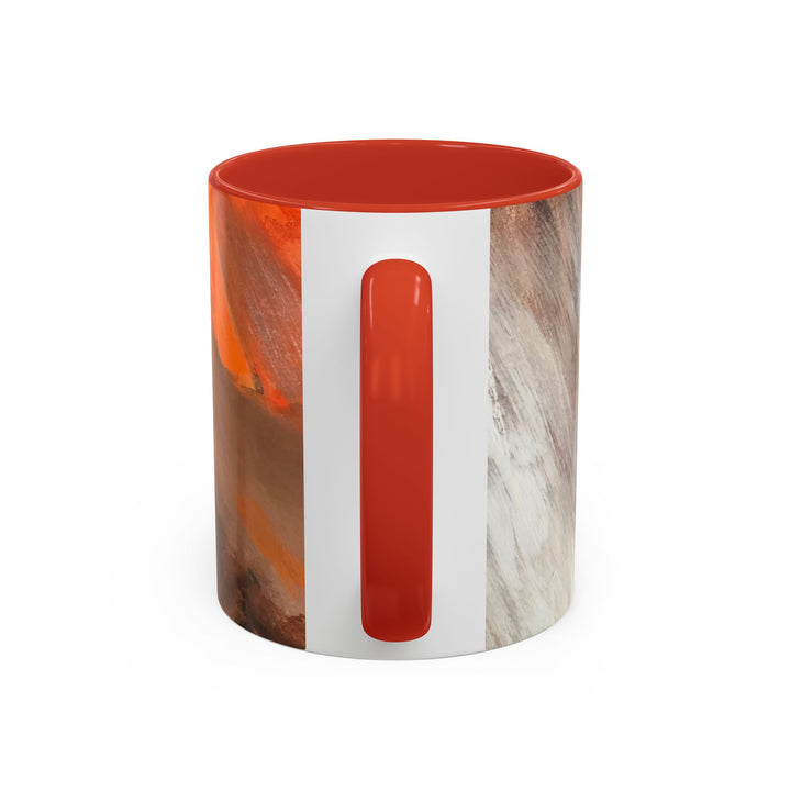 Abstract Earthtone Accent Coffee Mug – Brown & Orange Swirl 11/15oz - Preethi Arts