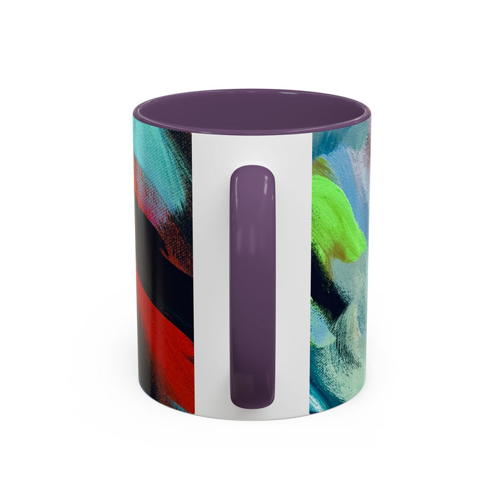 Abstract Brushstroke Accent Coffee Mug — Red, Blue & Teal Artistic Ceramic Mug (11/15oz) - Preethi Arts