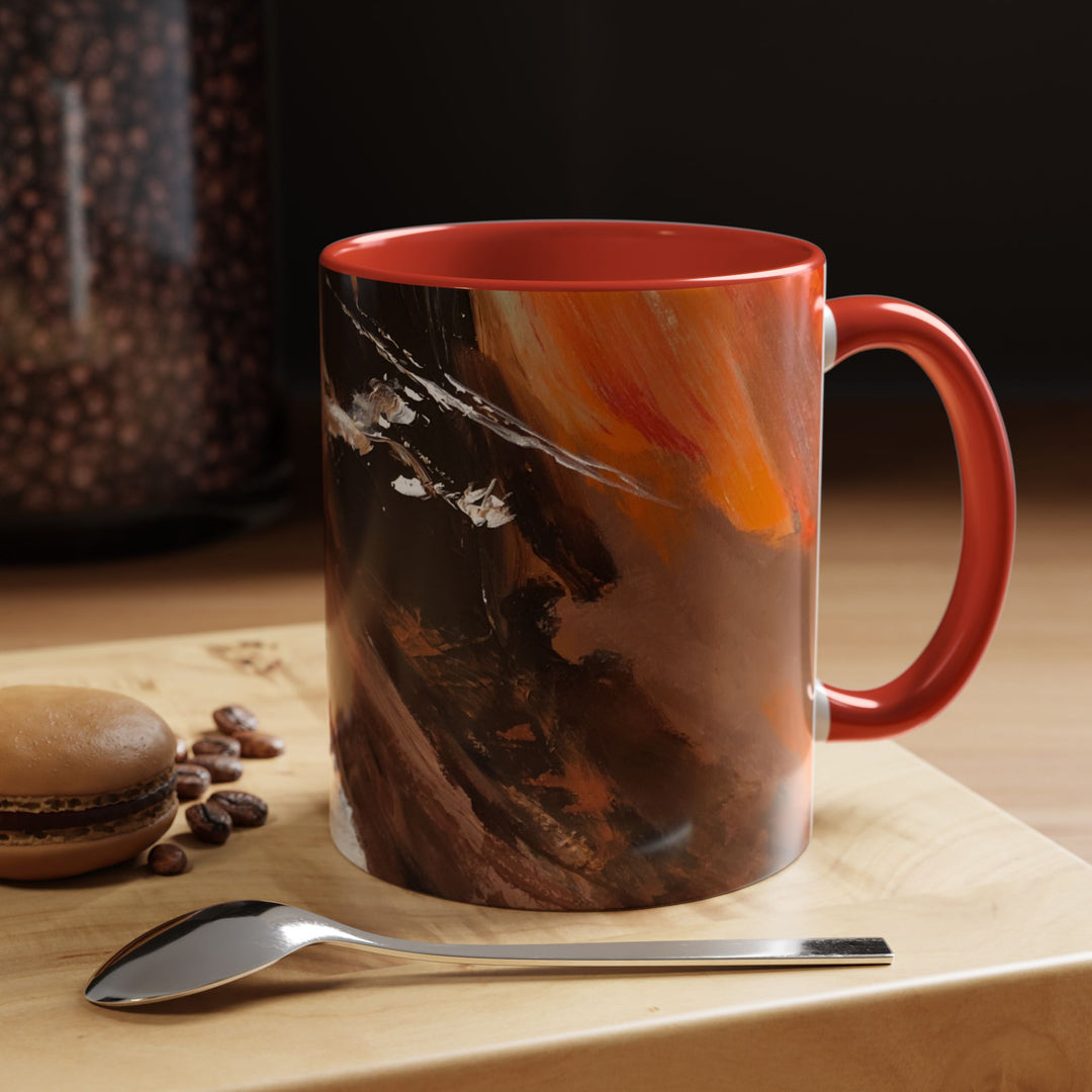 Abstract Earthtone Accent Coffee Mug – Brown & Orange Swirl 11/15oz - Preethi Arts