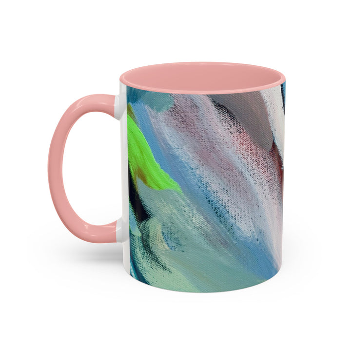 Abstract Brushstroke Accent Coffee Mug — Red, Blue & Teal Artistic Ceramic Mug (11/15oz) - Preethi Arts