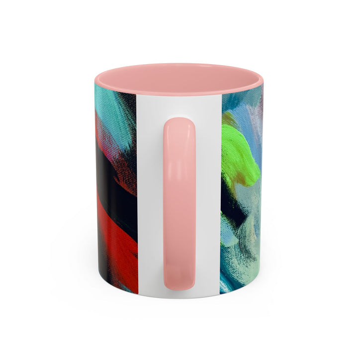 Abstract Brushstroke Accent Coffee Mug — Red, Blue & Teal Artistic Ceramic Mug (11/15oz) - Preethi Arts
