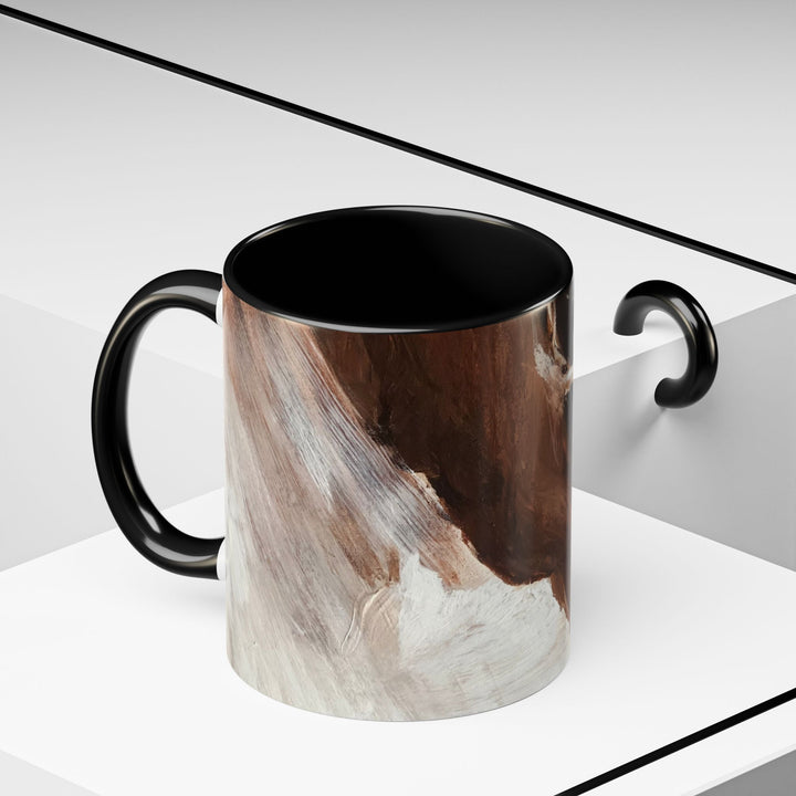 Abstract Earthtone Accent Coffee Mug – Brown & Orange Swirl 11/15oz - Preethi Arts