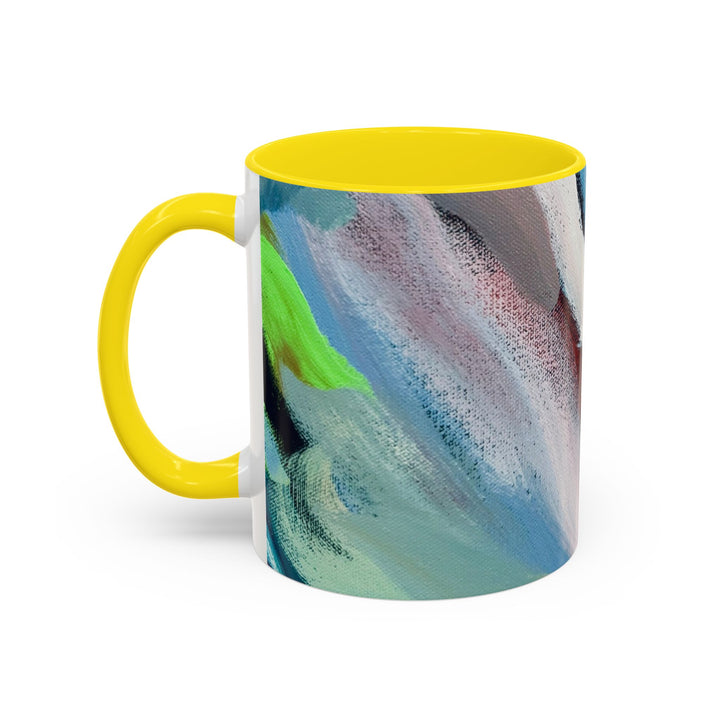 Abstract Brushstroke Accent Coffee Mug — Red, Blue & Teal Artistic Ceramic Mug (11/15oz) - Preethi Arts