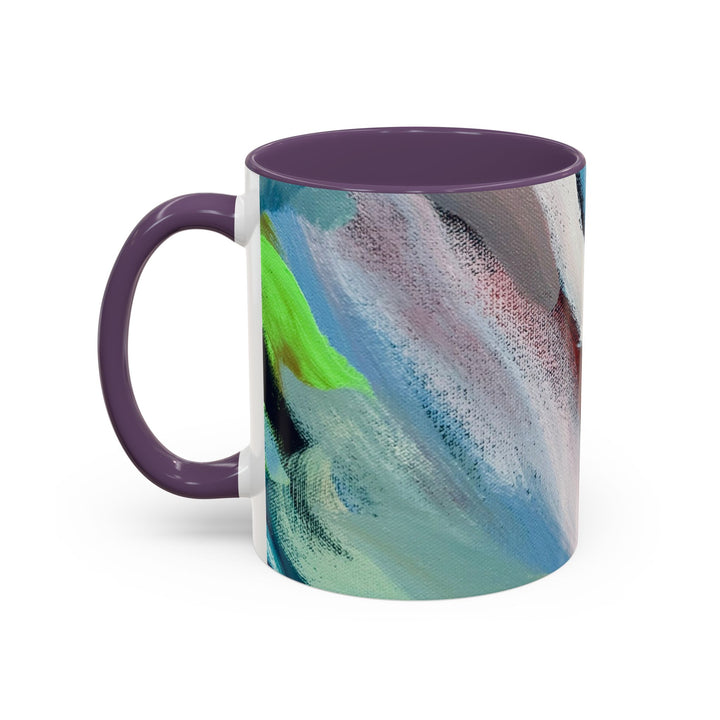 Abstract Brushstroke Accent Coffee Mug — Red, Blue & Teal Artistic Ceramic Mug (11/15oz) - Preethi Arts