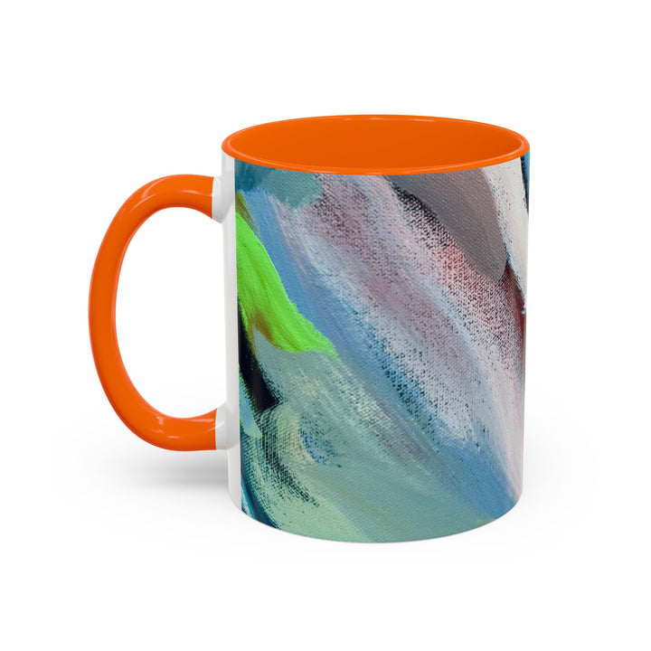 Abstract Brushstroke Accent Coffee Mug — Red, Blue & Teal Artistic Ceramic Mug (11/15oz) - Preethi Arts