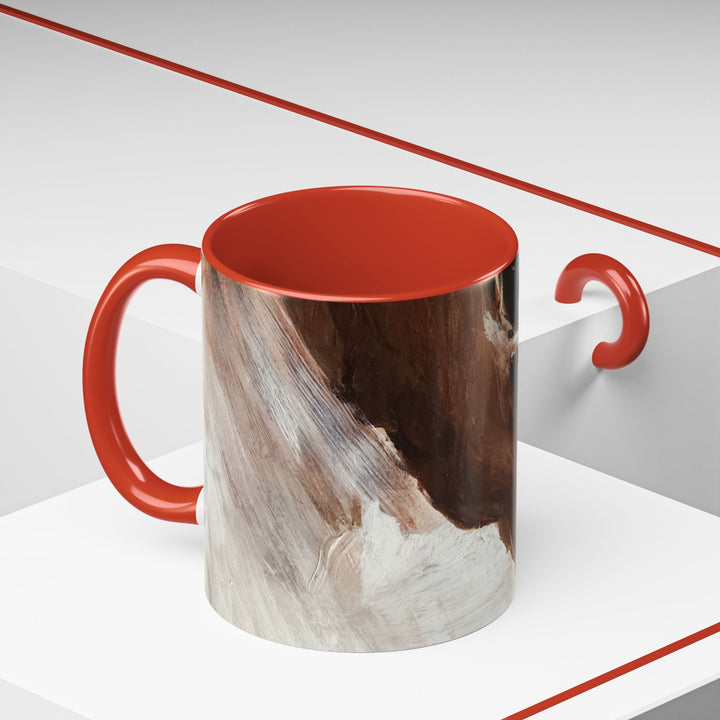 Abstract Earthtone Accent Coffee Mug – Brown & Orange Swirl 11/15oz - Preethi Arts
