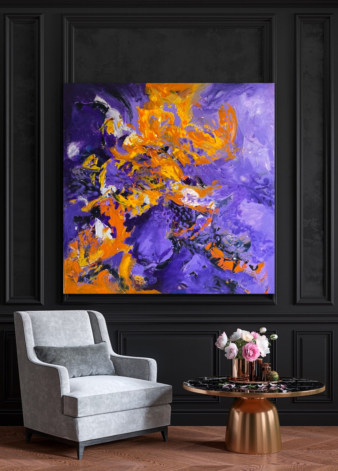 Smokey purple - 48x48 - Abstract painting, Modern Art, Wall art, Canvas painting, Framed art, Minimalist art