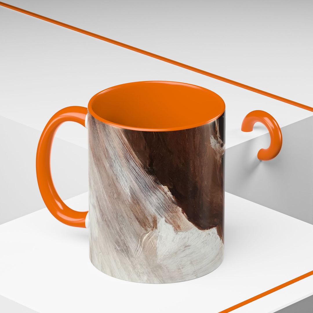 Abstract Earthtone Accent Coffee Mug – Brown & Orange Swirl 11/15oz - Preethi Arts
