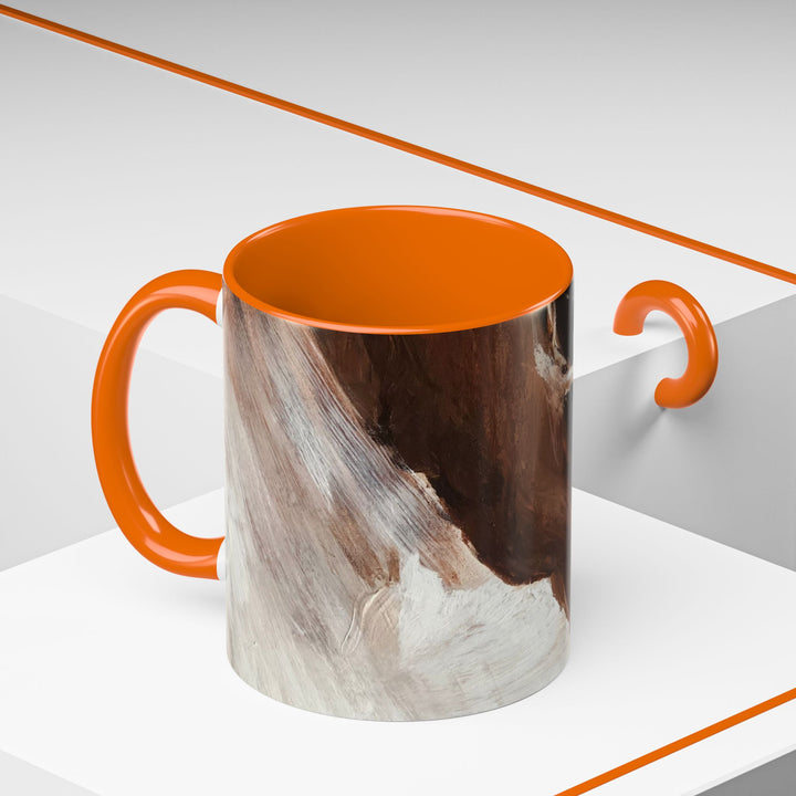 Abstract Earthtone Accent Coffee Mug – Brown & Orange Swirl 11/15oz - Preethi Arts