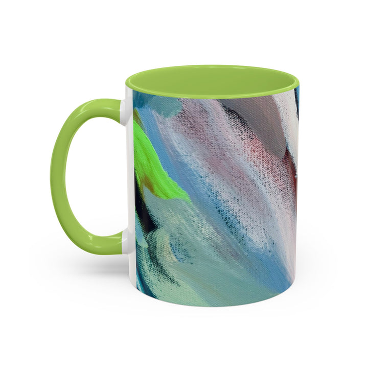 Abstract Brushstroke Accent Coffee Mug — Red, Blue & Teal Artistic Ceramic Mug (11/15oz) - Preethi Arts