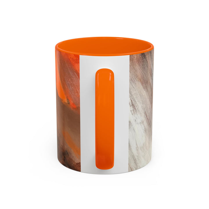 Abstract Earthtone Accent Coffee Mug – Brown & Orange Swirl 11/15oz - Preethi Arts