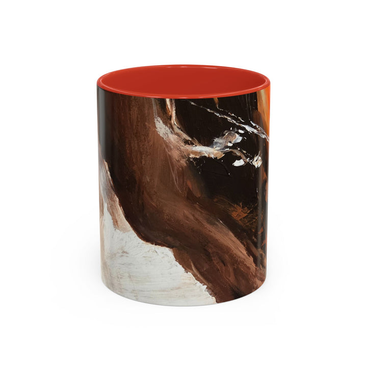 Abstract Earthtone Accent Coffee Mug – Brown & Orange Swirl 11/15oz - Preethi Arts
