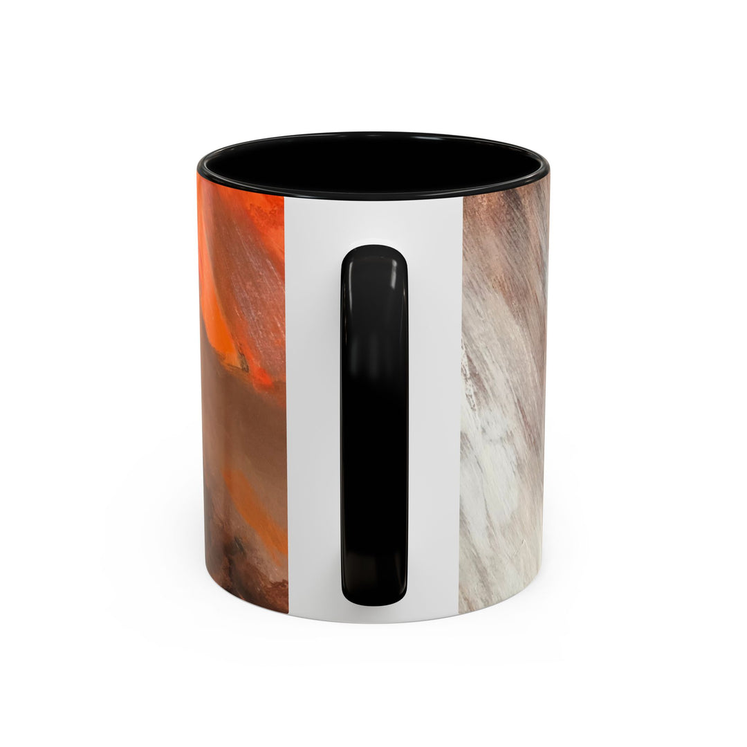Abstract Earthtone Accent Coffee Mug – Brown & Orange Swirl 11/15oz - Preethi Arts