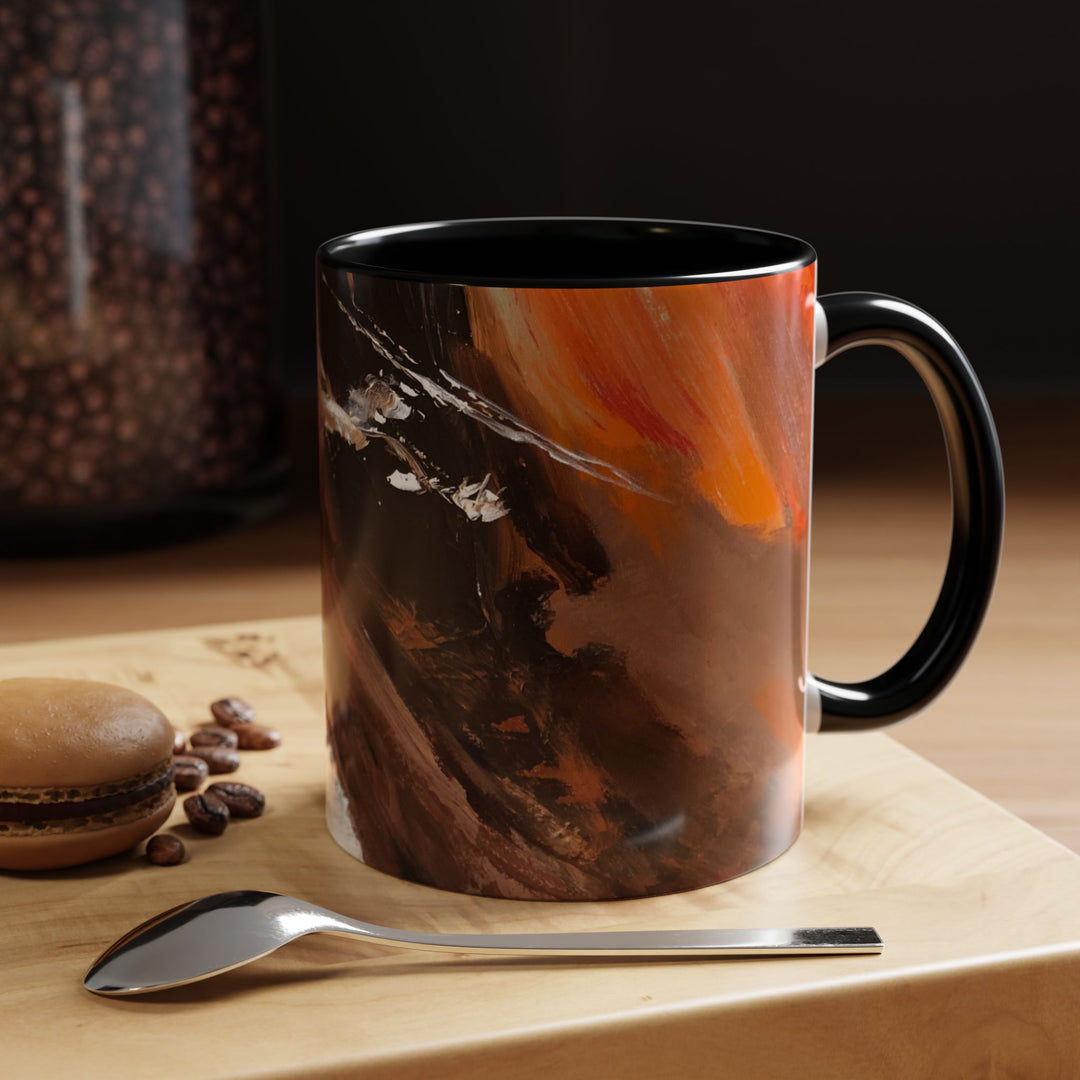 Abstract Earthtone Accent Coffee Mug – Brown & Orange Swirl 11/15oz - Preethi Arts
