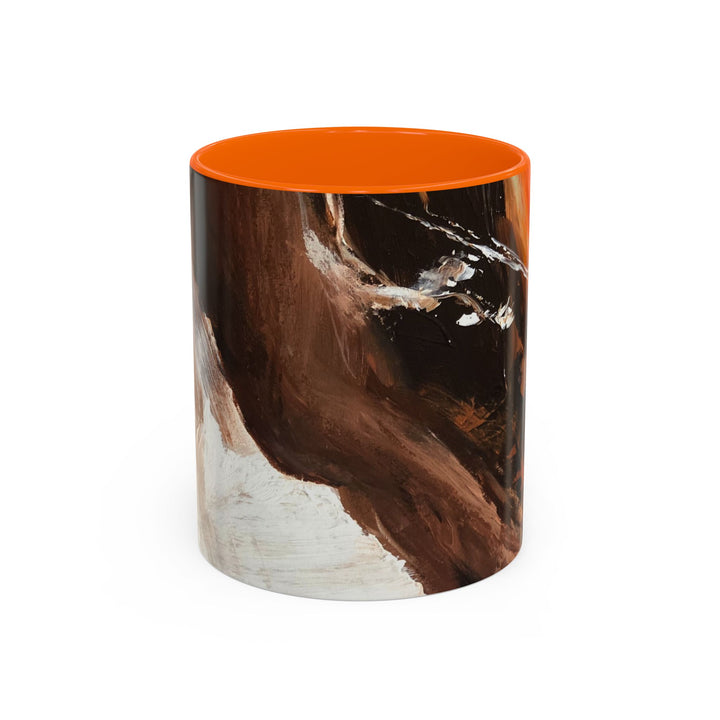 Abstract Earthtone Accent Coffee Mug – Brown & Orange Swirl 11/15oz - Preethi Arts