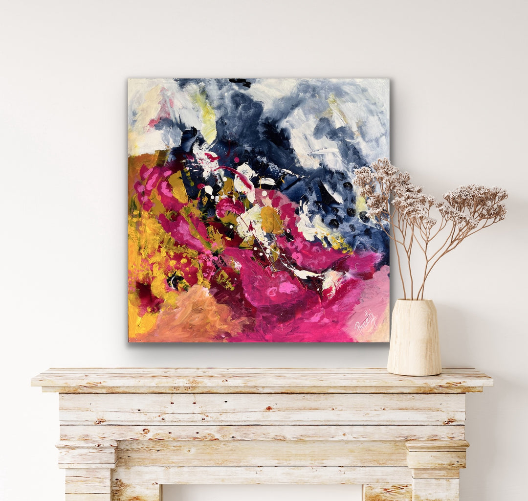 Feel happy - 24x24 - Abstract painting, Modern Art, Wall art, Canvas painting, Framed art, Minimalist art