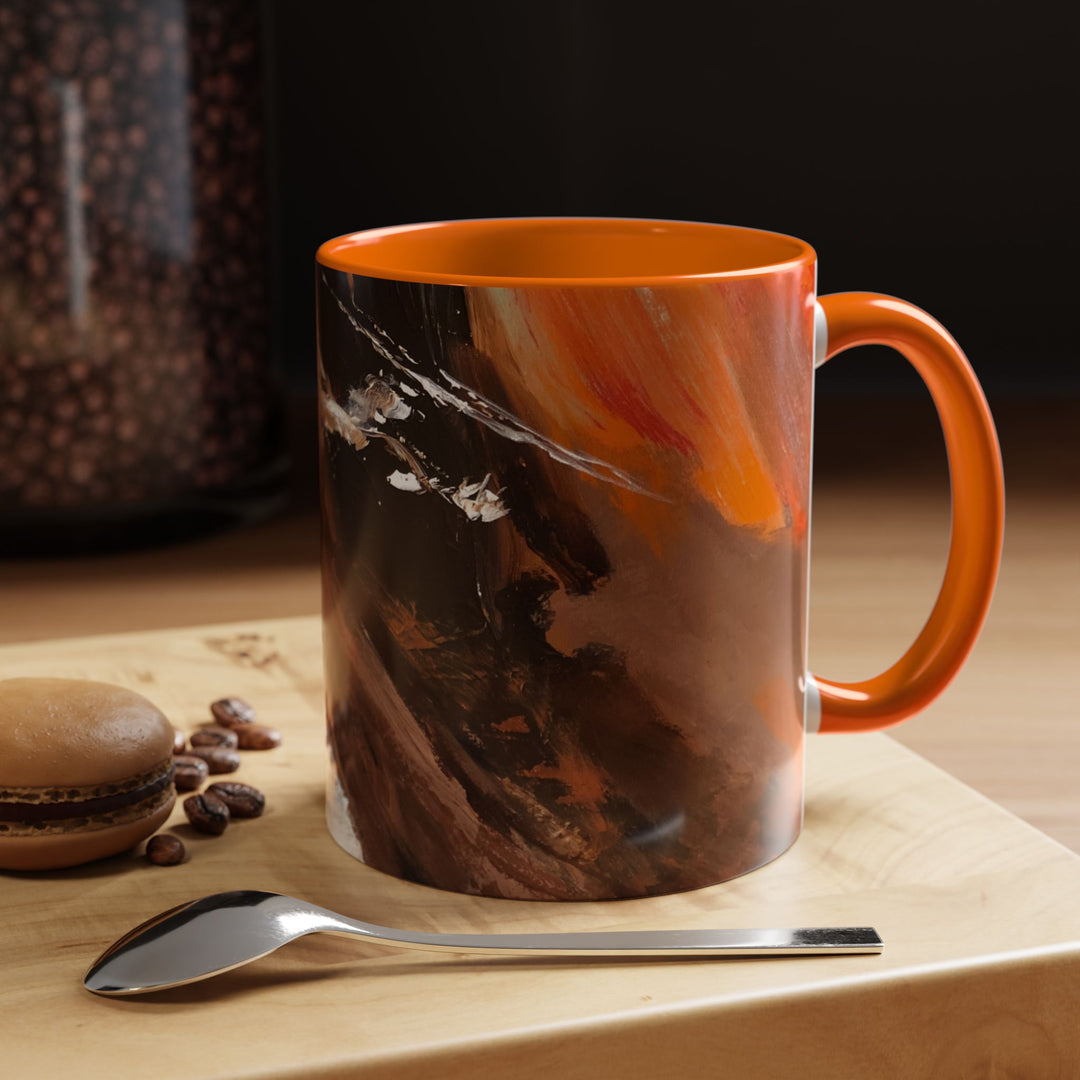 Abstract Earthtone Accent Coffee Mug – Brown & Orange Swirl 11/15oz - Preethi Arts