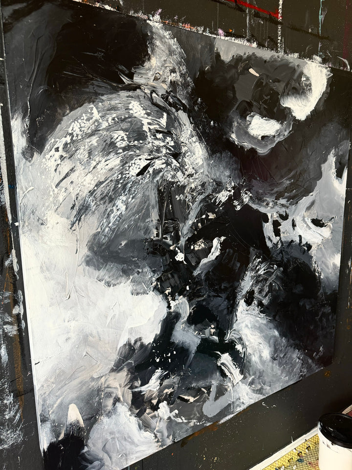 Roaring - 48x48 - Minimal, Custom Handmade Art, Abstract painting, Modern Art, Wall art, Canvas painting, Framed art, Minimalist art