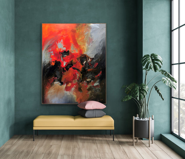 layered, textured brushstrokes to create depth and movement, evoking a sense of energy