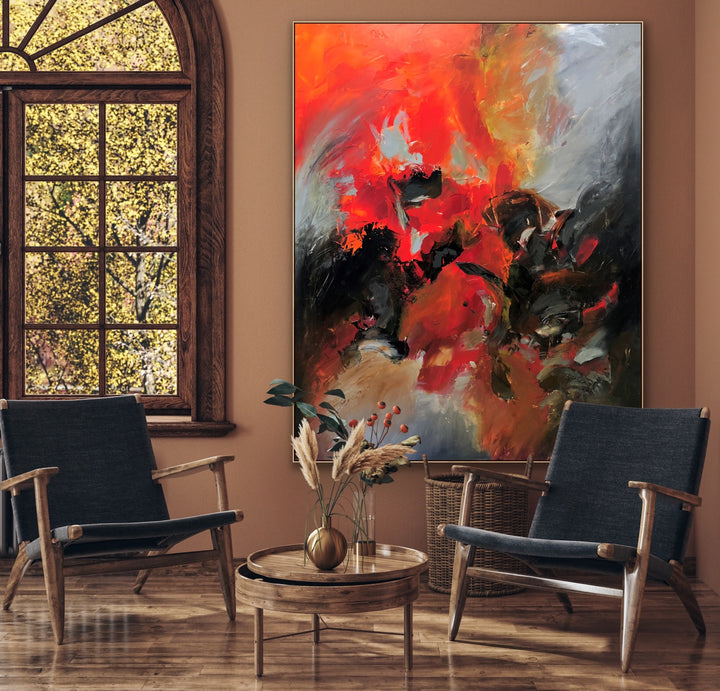 layered, textured brushstrokes to create depth and movement, evoking a sense of energy