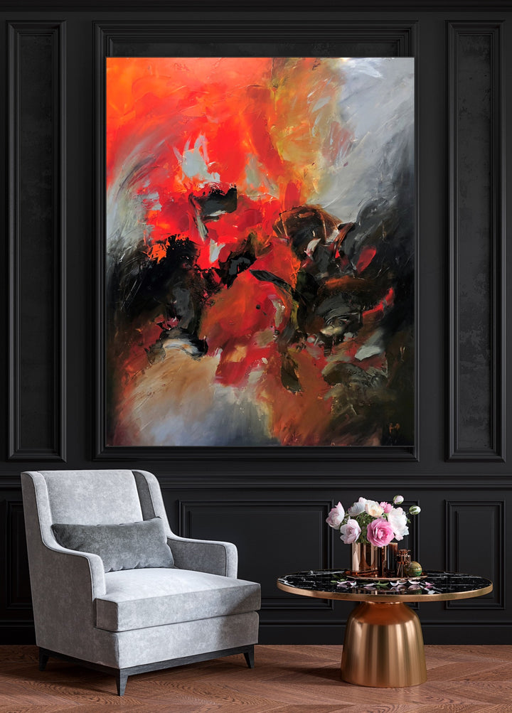 layered, textured brushstrokes to create depth and movement, evoking a sense of energy