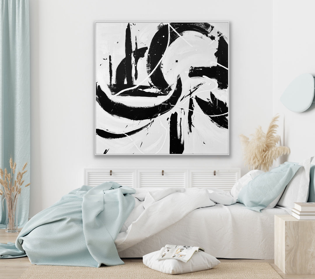 vibrant abstract composition with a dynamic blend of bright blues, reds, oranges, and yellows
