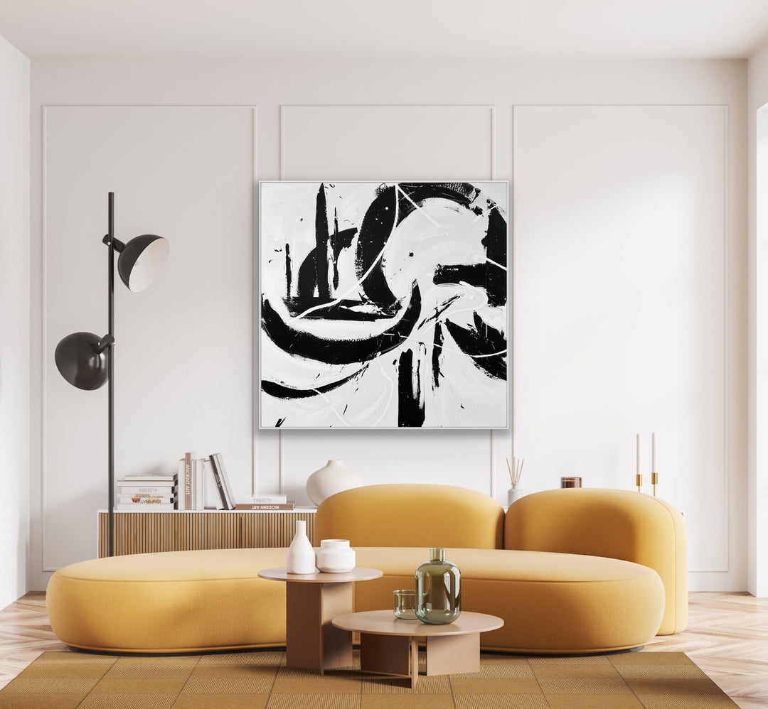 vibrant abstract composition with a dynamic blend of bright blues, reds, oranges, and yellows