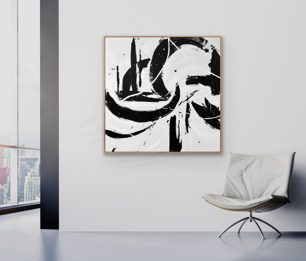 vibrant abstract composition with a dynamic blend of bright blues, reds, oranges, and yellows