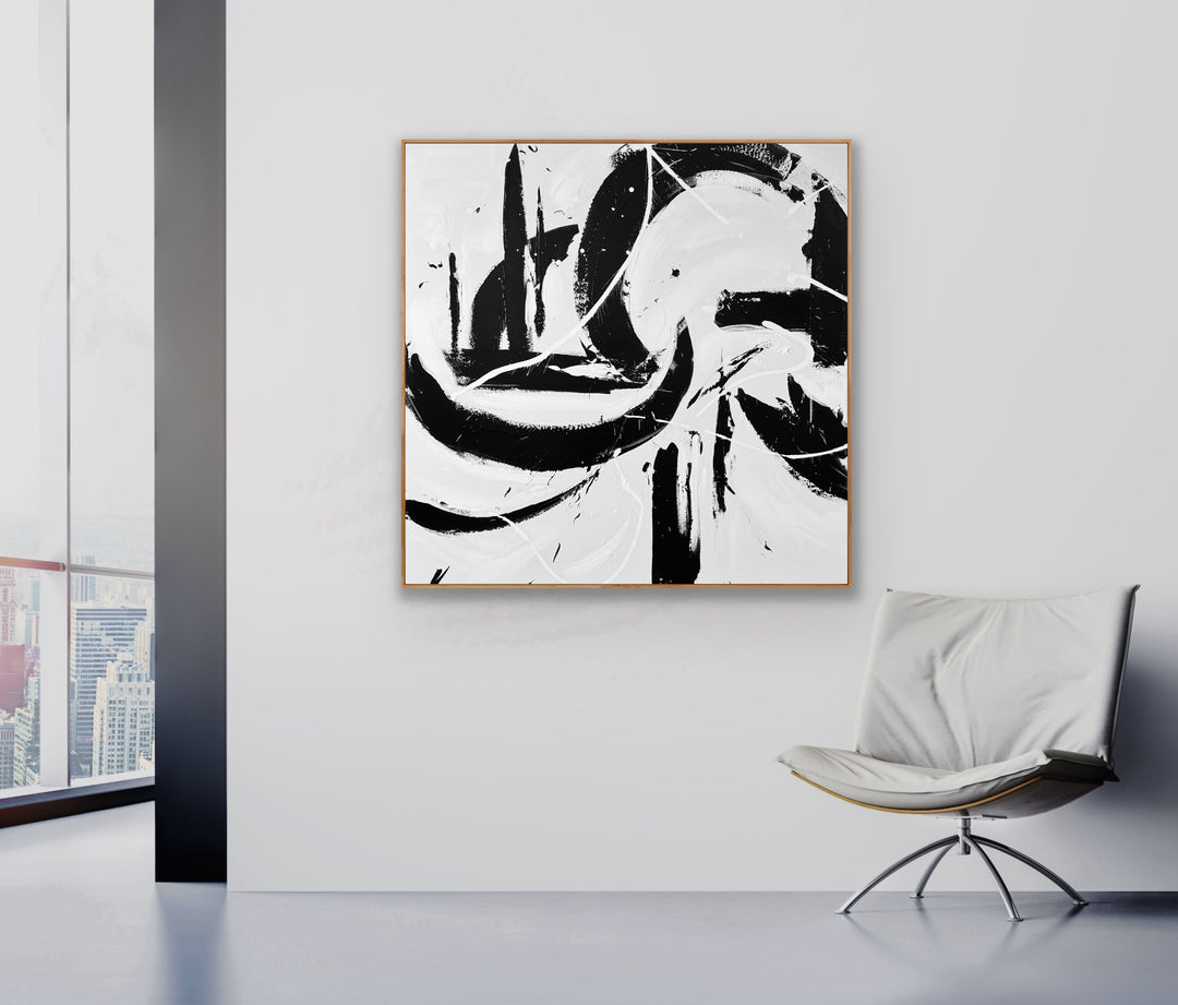 vibrant abstract composition with a dynamic blend of bright blues, reds, oranges, and yellows