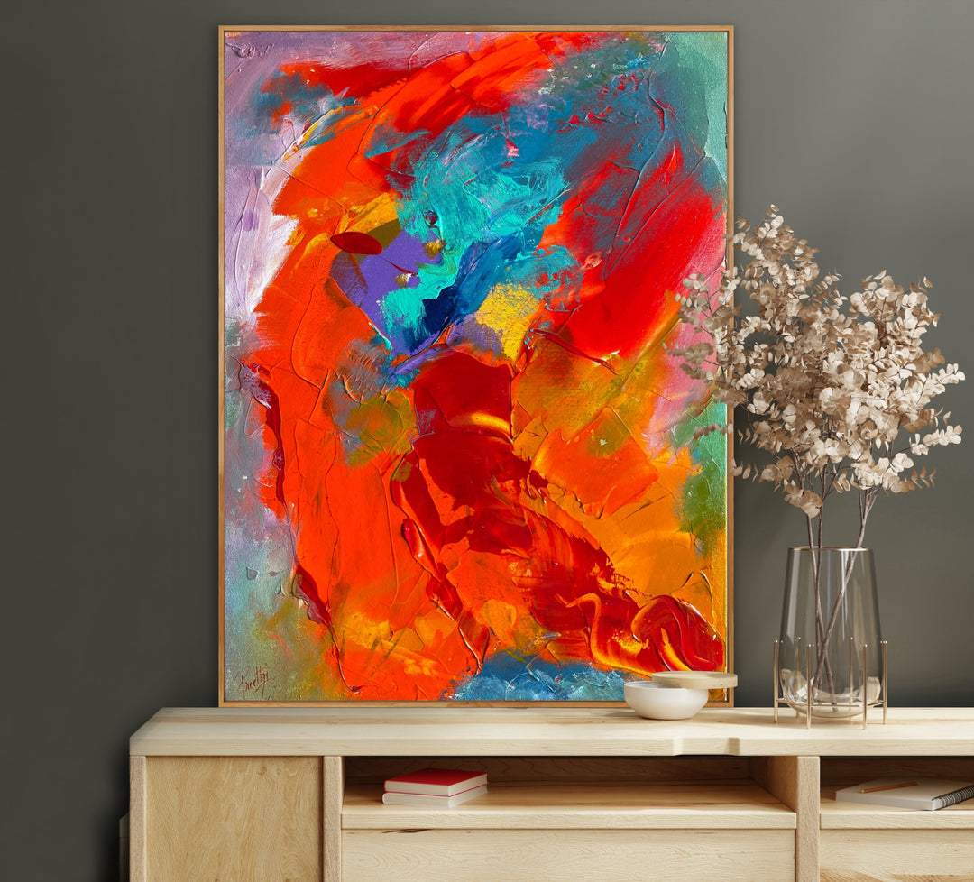 Always Happy- 24x18 - Abstract painting, Modern Art, Wall art, Canvas painting, Framed art, Minimalist art