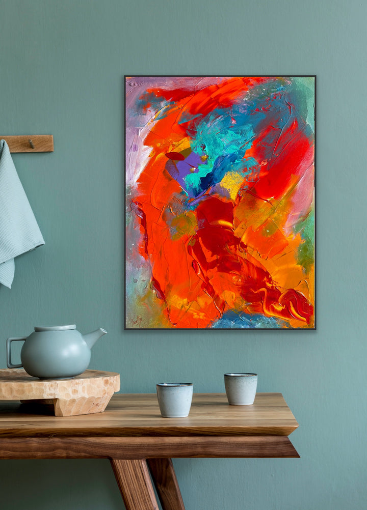 Always Happy- 24x18 - Abstract painting, Modern Art, Wall art, Canvas painting, Framed art, Minimalist art