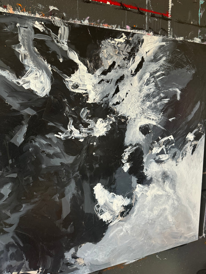 Black Thunder - 48x48 - Abstract painting, Modern Art, Wall art, Canvas painting, Framed art, Minimalist art