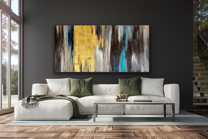 Golden Cascade - 72x36 - Preethi Arts