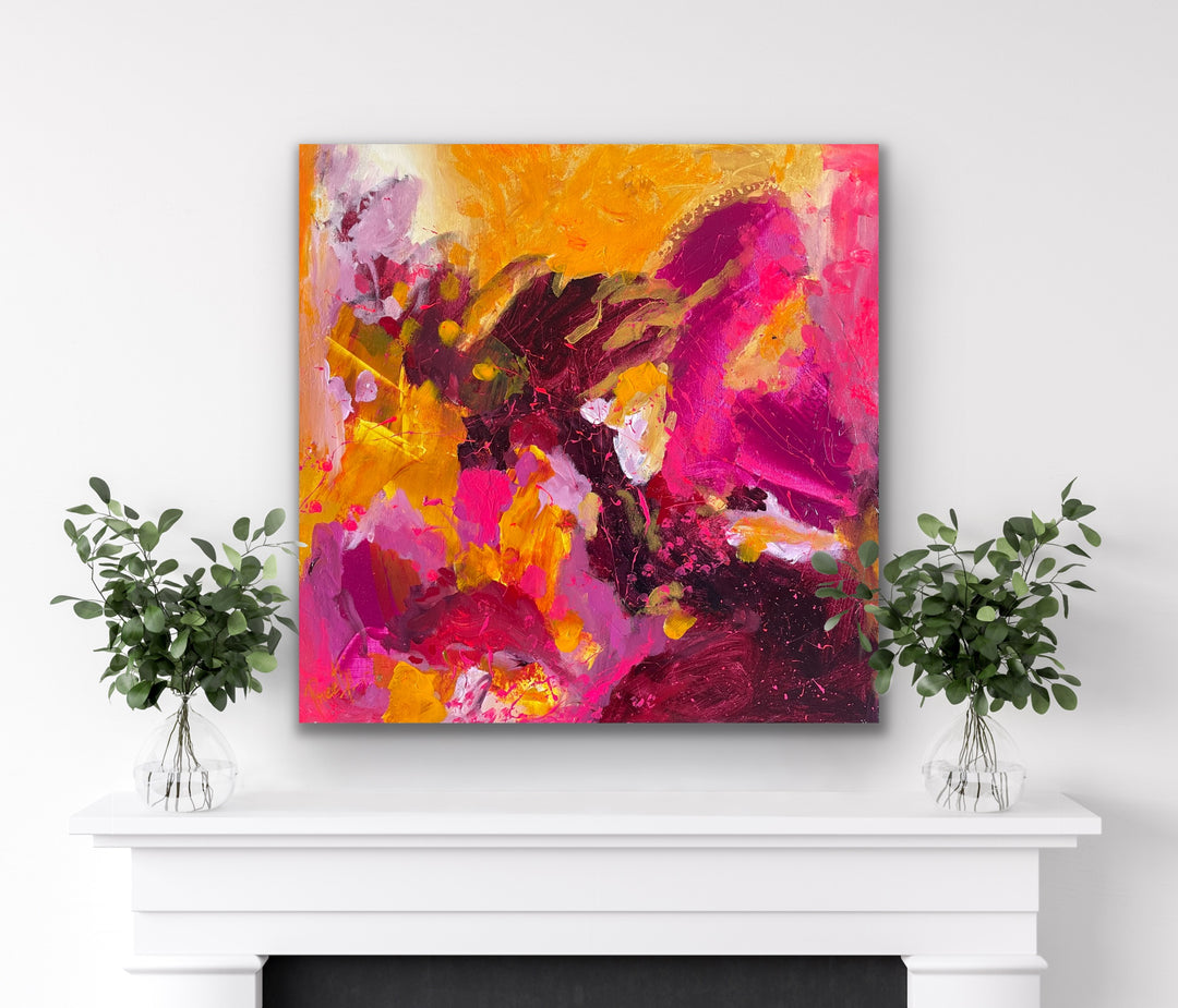 Dancing Colors 2 - 24x24 - Abstract painting, Modern Art, Wall art, Canvas painting, Framed art, Minimalist art