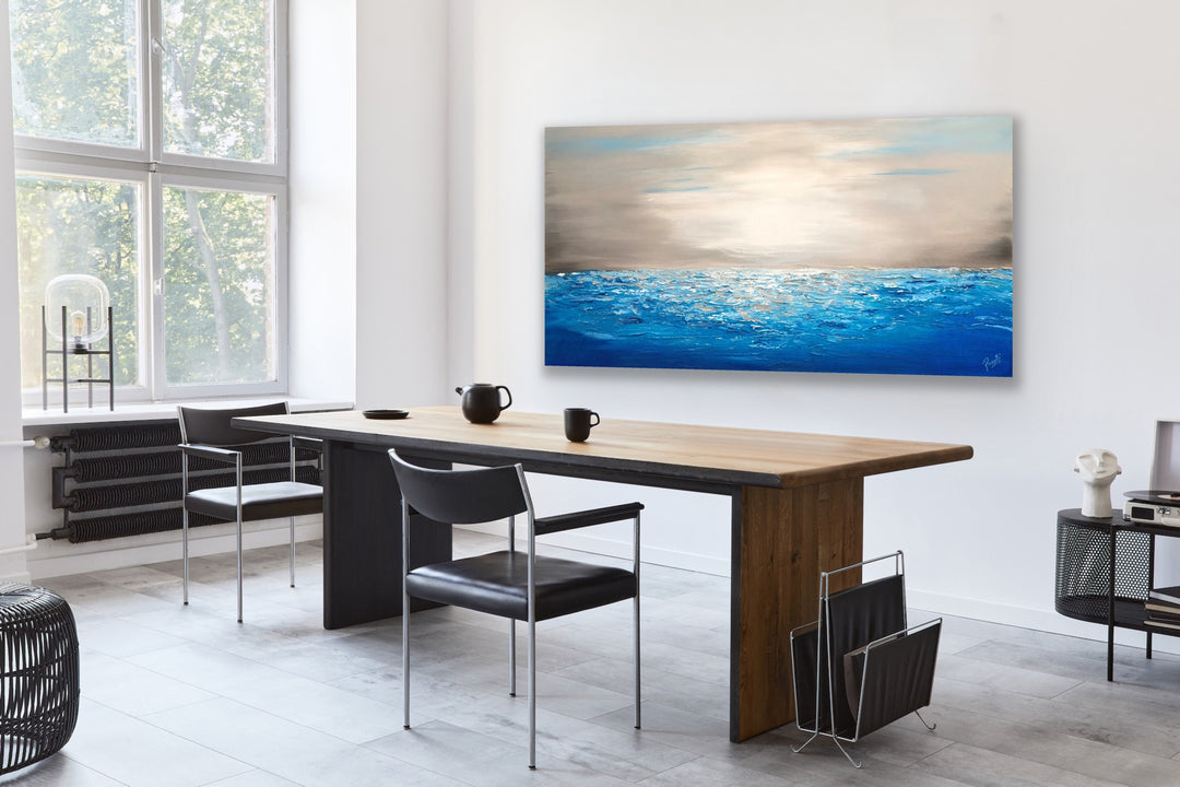 Coastal 4 - 24x48 - Abstract painting, Modern Art, Wall art, Canvas painting, Framed art, Minimalist art