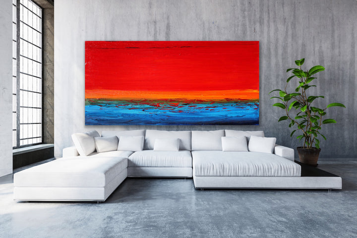 Sunset sea  - Original Contemporary Modern Abstract Paintings by Preethi Arts