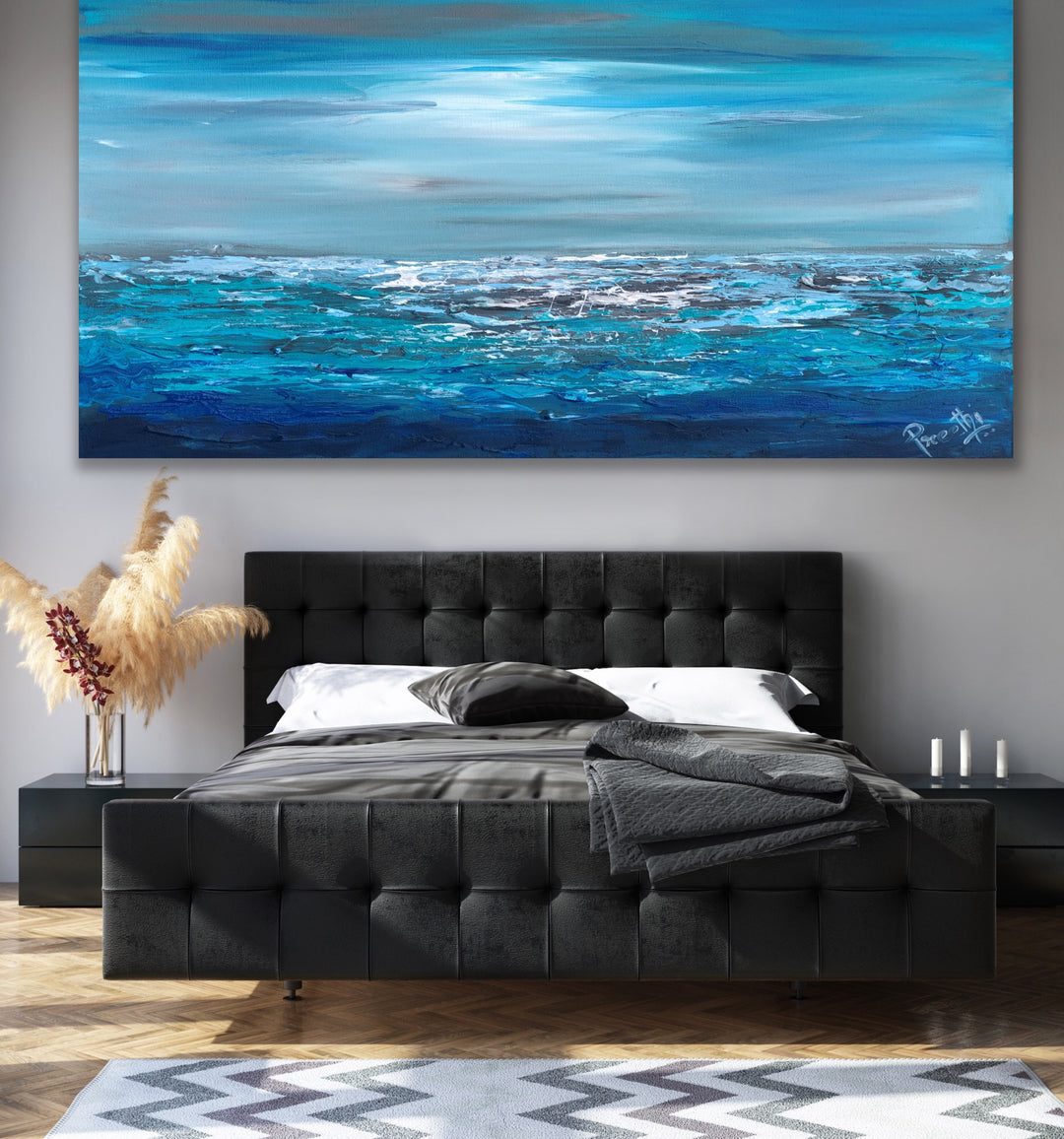 Blue Sea  - Original Contemporary Modern Abstract Paintings by Preethi Arts
