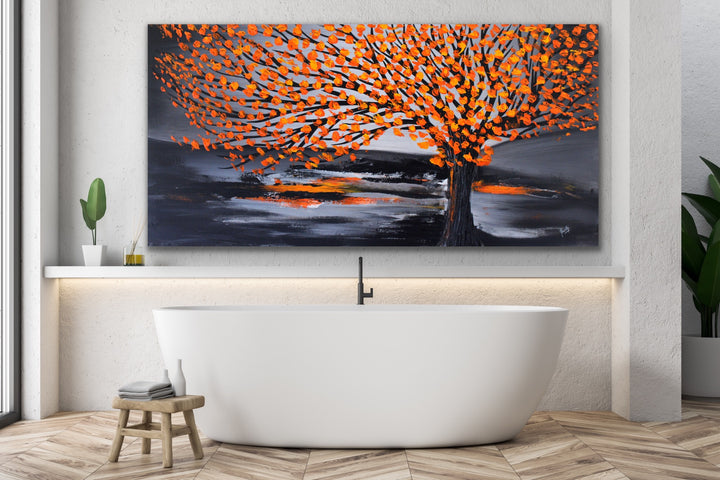 spring time landscape tree textured art - Custom Art - Original Contemporary Modern Abstract Paintings by Preethi Arts