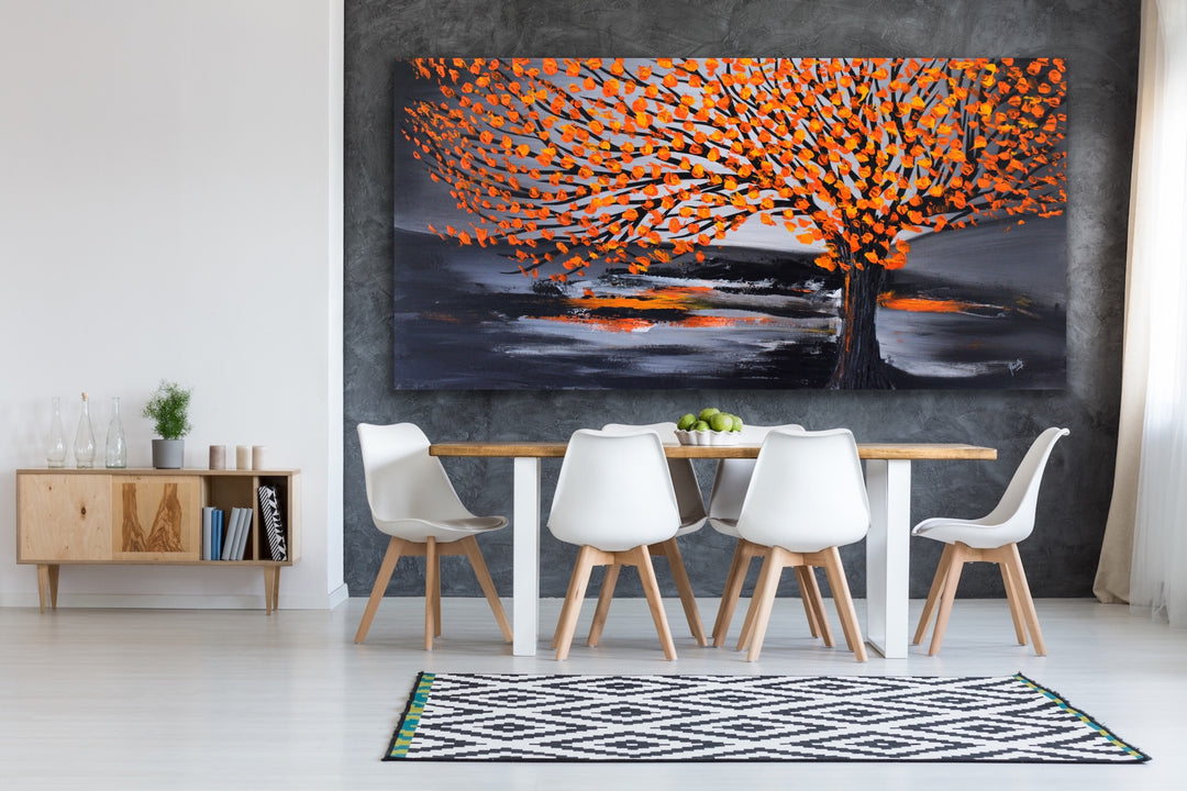 spring time landscape tree textured art - Custom Art - Original Contemporary Modern Abstract Paintings by Preethi Arts