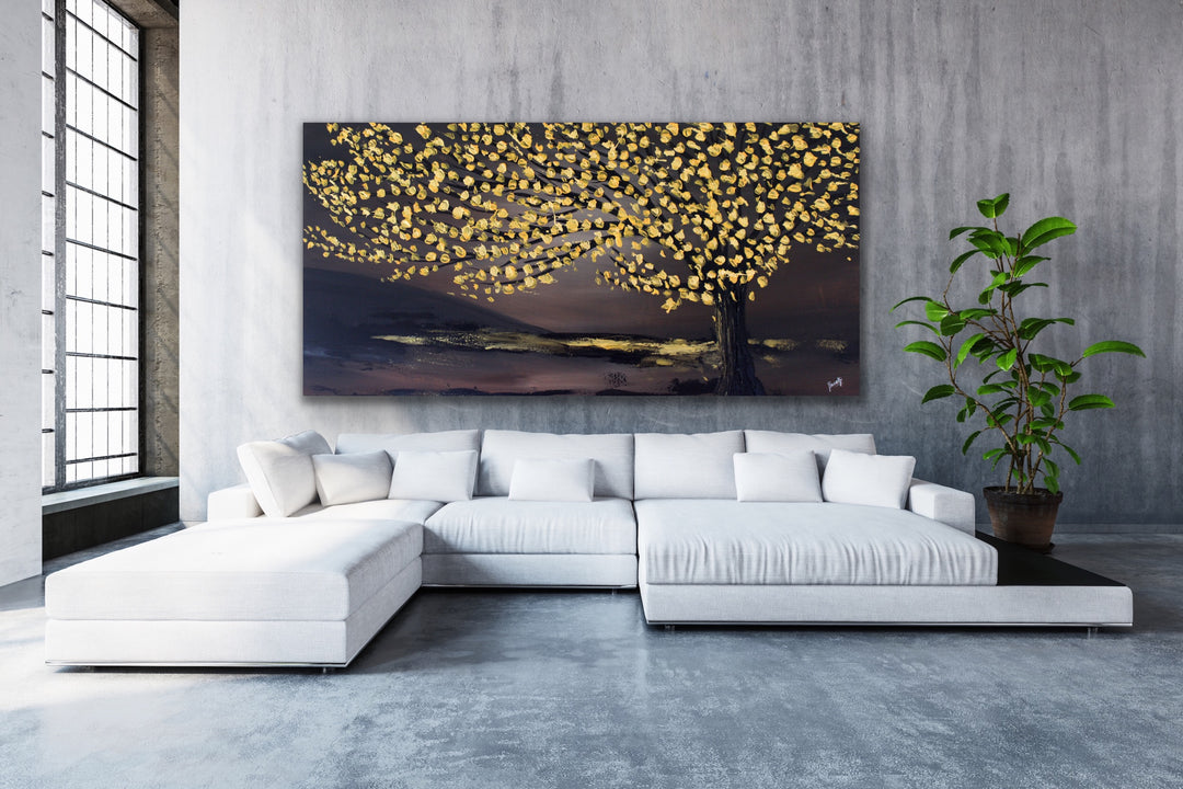 faith tree painting abstract landscape - Custom Art - Original Contemporary Modern Abstract Paintings by Preethi Arts