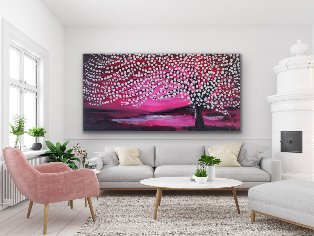 tree painting Custom Art - Original landscape Modern Abstract Paintings by Preethi Arts