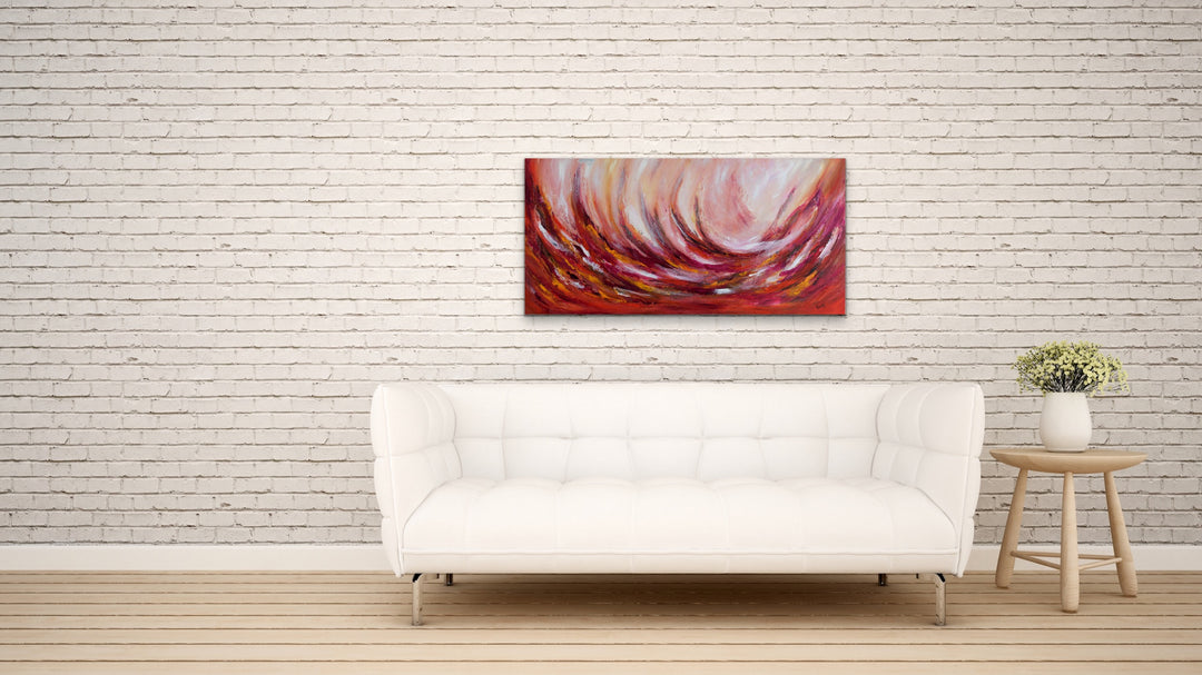 Wild cherry - 24x48 - Original Contemporary Modern Abstract Paintings by Preethi Arts