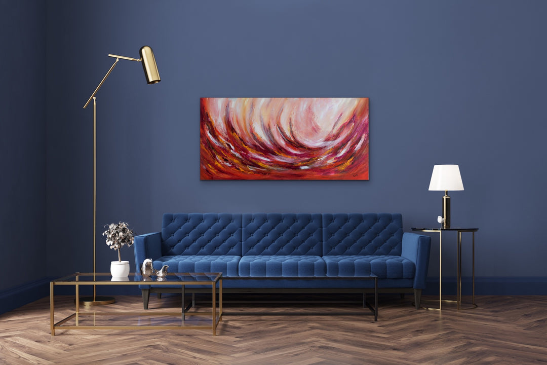 Wild cherry - 24x48 - Original Contemporary Modern Abstract Paintings by Preethi Arts