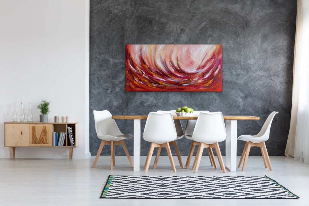 Wild cherry - 24x48 - Original Contemporary Modern Abstract Paintings by Preethi Arts