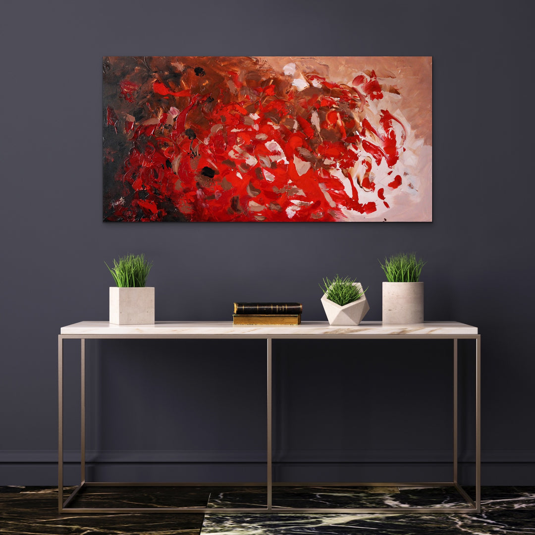 Ruby - 24x48 - Abstract painting, Modern Art, Wall art, Canvas painting, Framed art, Minimalist art