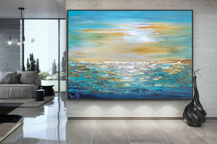 Sailing  - Coastal art, seascape painting, Abstract painting, Minimalist Art, Framed painting, Wall Art, Modern Wall Decor, Large painting, Local Artist