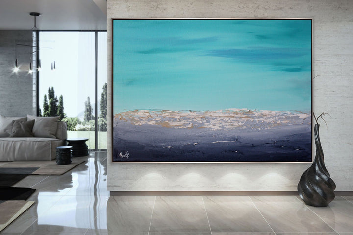 Calm waves  - Coastal art, seascape painting, Abstract painting, Minimalist Art, Framed painting, Wall Art, Modern Wall Decor, Large painting, Local Artist