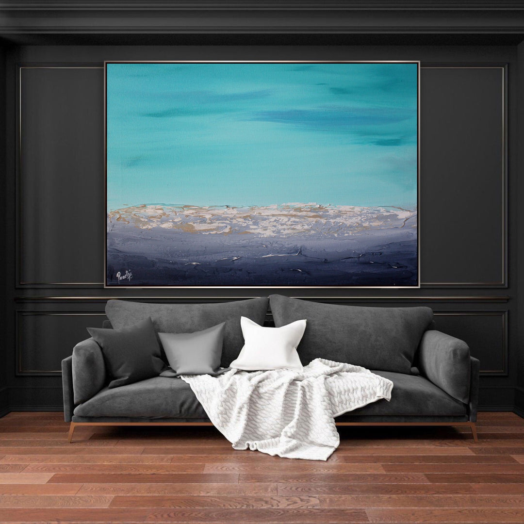 Calm waves - Custom Art - Coastal art, seascape painting, Abstract painting, Minimalist Art, Framed painting, Wall Art, Modern Wall Decor, Large painting, Local Artist